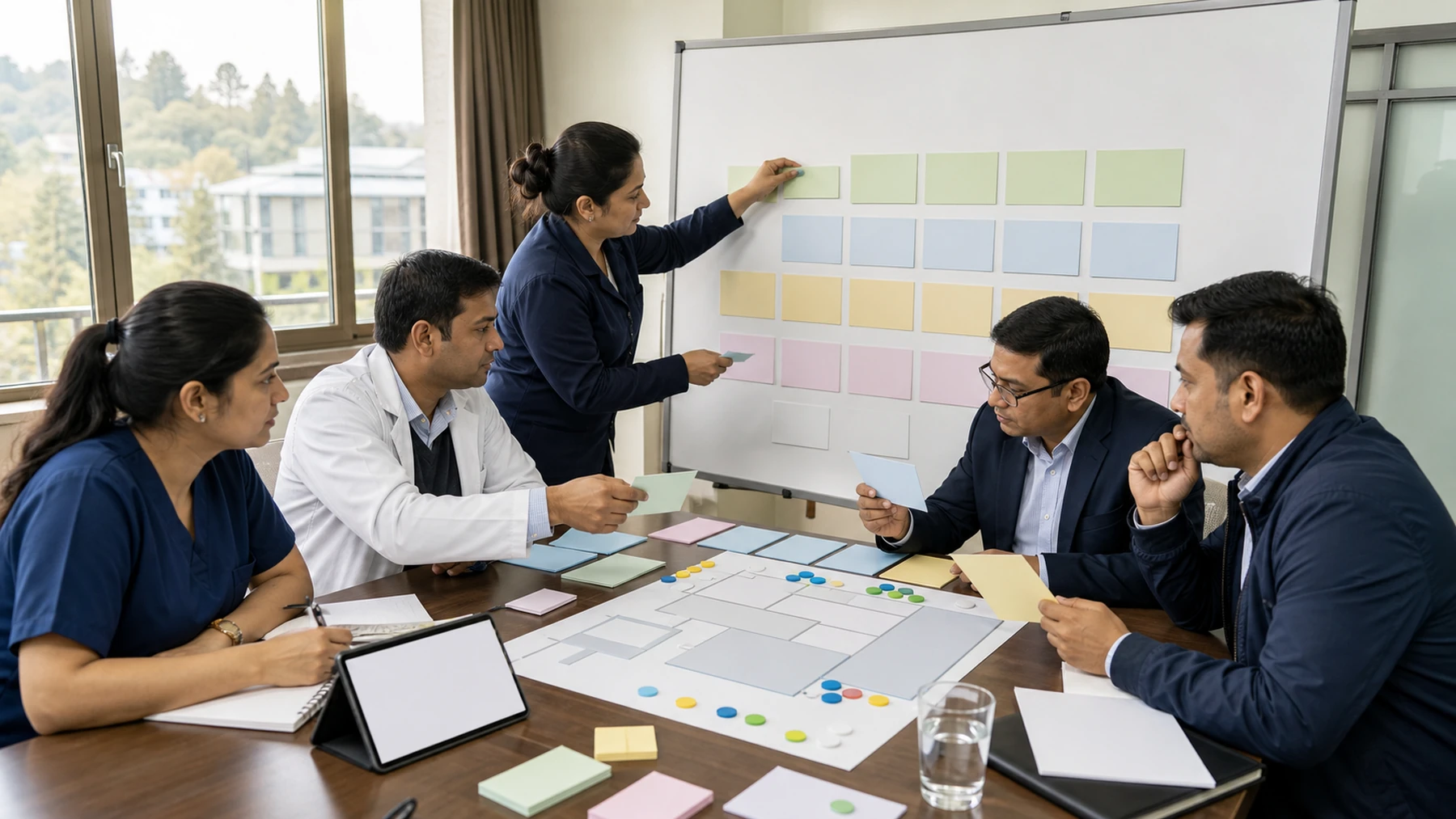 Hospital leadership, clinical, finance, and technology teams evaluating workflow requirements together.